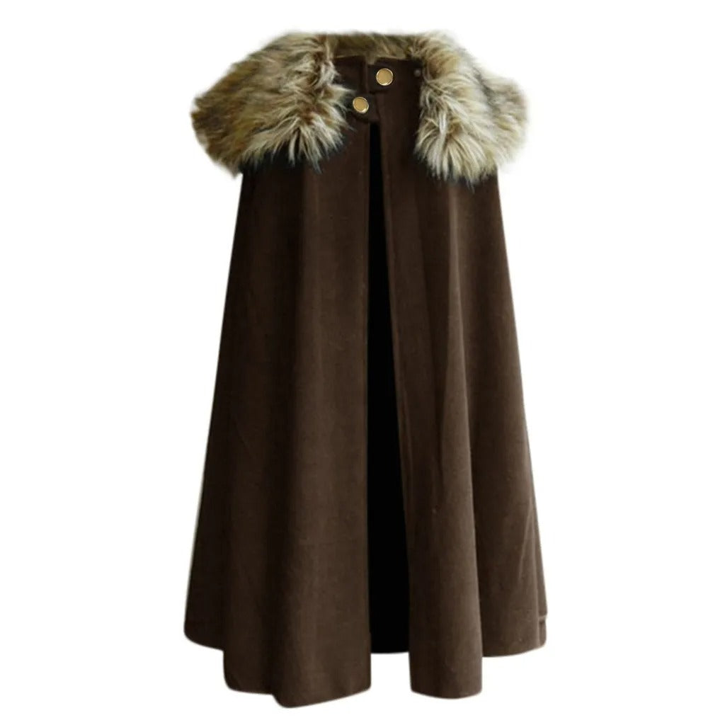 Medieval Winter Cloak Thick Collar, Larp Vicking Knight Cosplay Cape Coat, Gothic Retro Mantle Costume