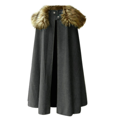 Medieval Winter Cloak Thick Collar, Larp Vicking Knight Cosplay Cape Coat, Gothic Retro Mantle Costume