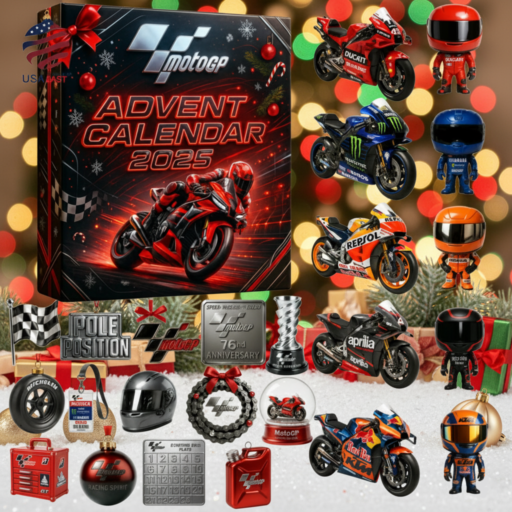 MotoGP Advent Calendar 2025, Motorbike Racing Mini Figures Set, 24 Days Moto Collectibles, Biker Gift Box, Racing Fan Christmas Calendar
