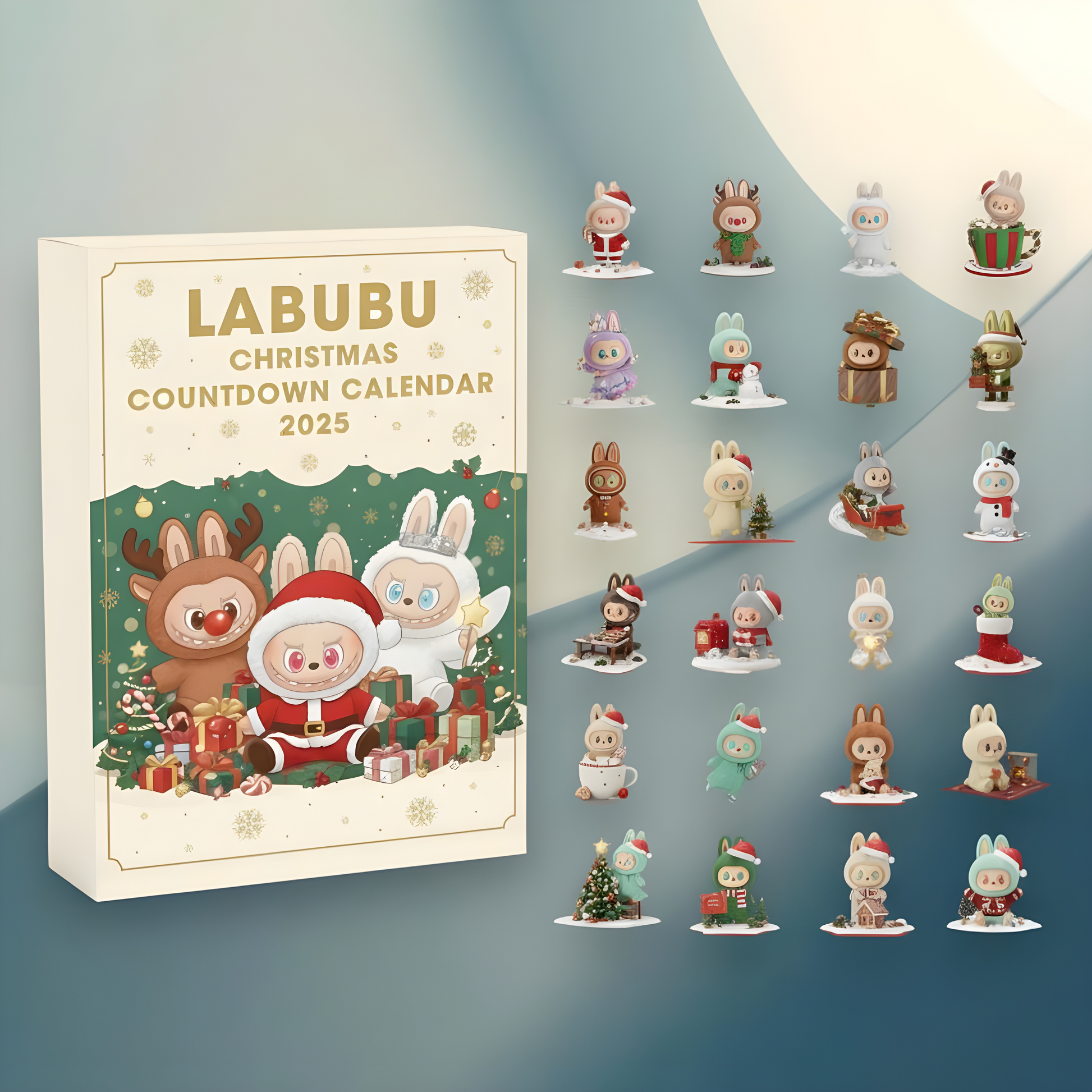 Labubu Advent Calendar 2025, 24 Days Christmas Countdown Box, Cute Character Collectible Gift Set, Holiday Surprise Toy Calendar