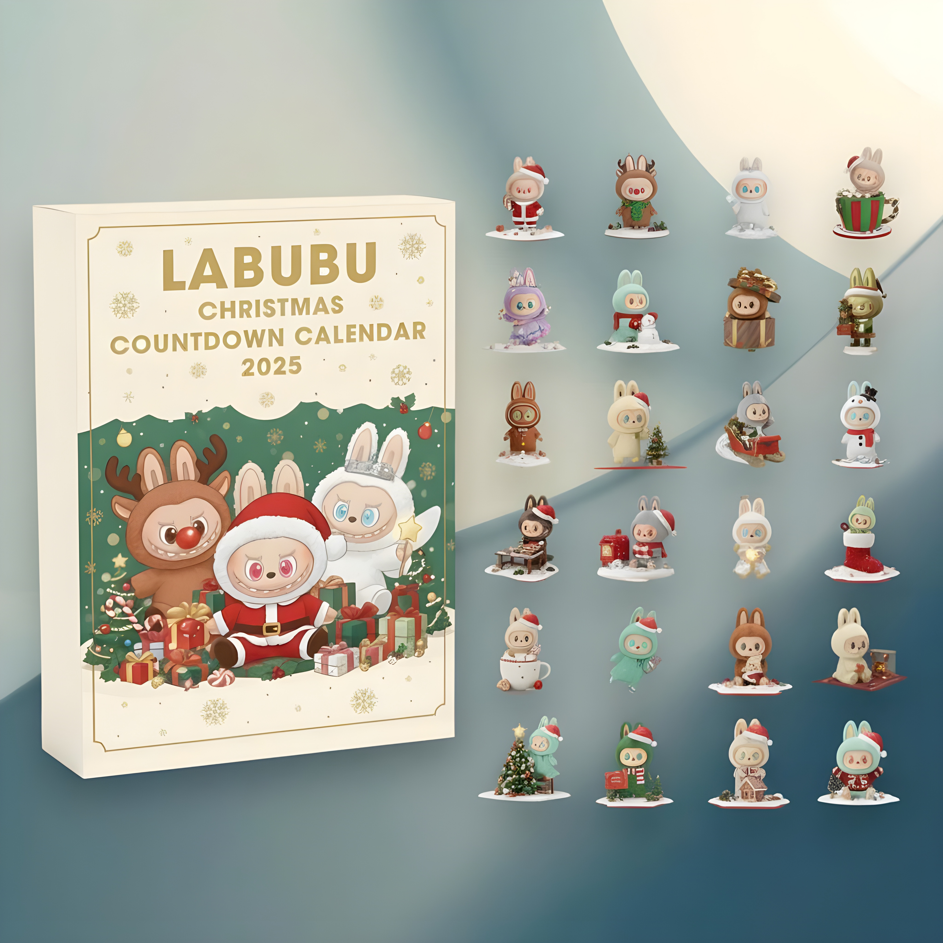Labubu Advent Calendar 2025, 24 Days Christmas Countdown Box, Cute Character Collectible Gift Set, Holiday Surprise Toy Calendar