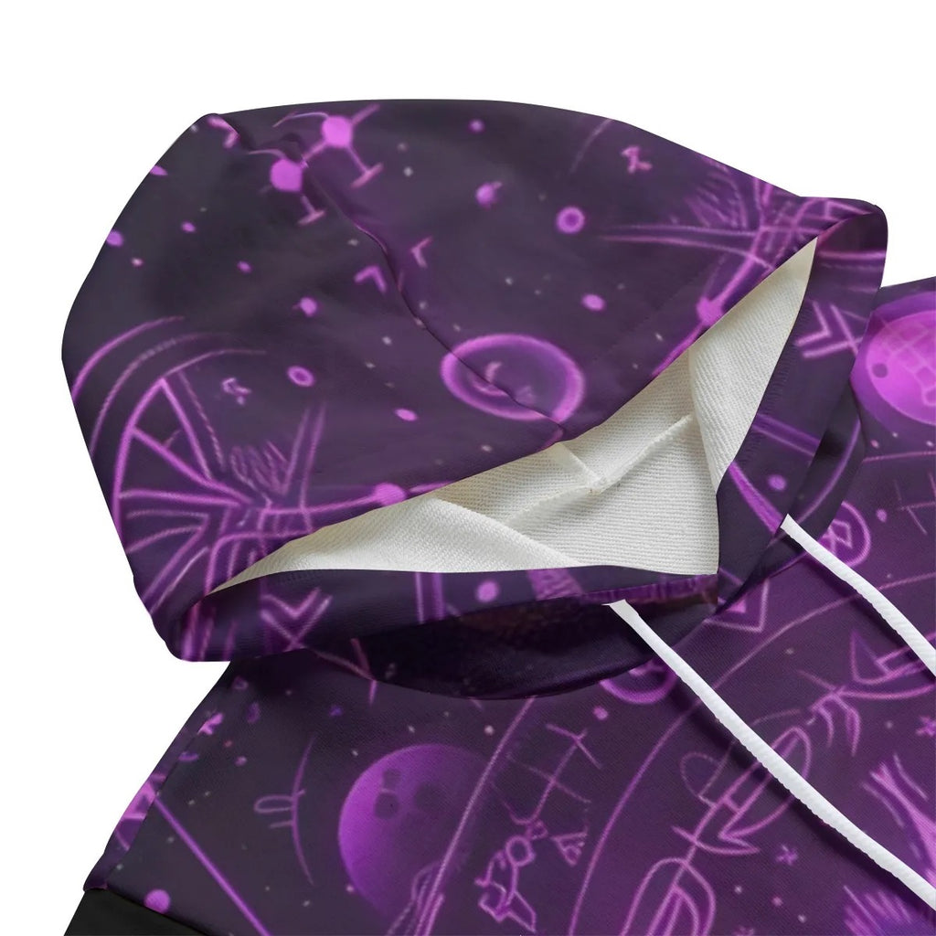 Mystical Fantasy Sleeveless Pullover Hoodie, Purple Cosmic Eye Design, Spiritual Magic Clothing, Psychedelic Witchy Fashion