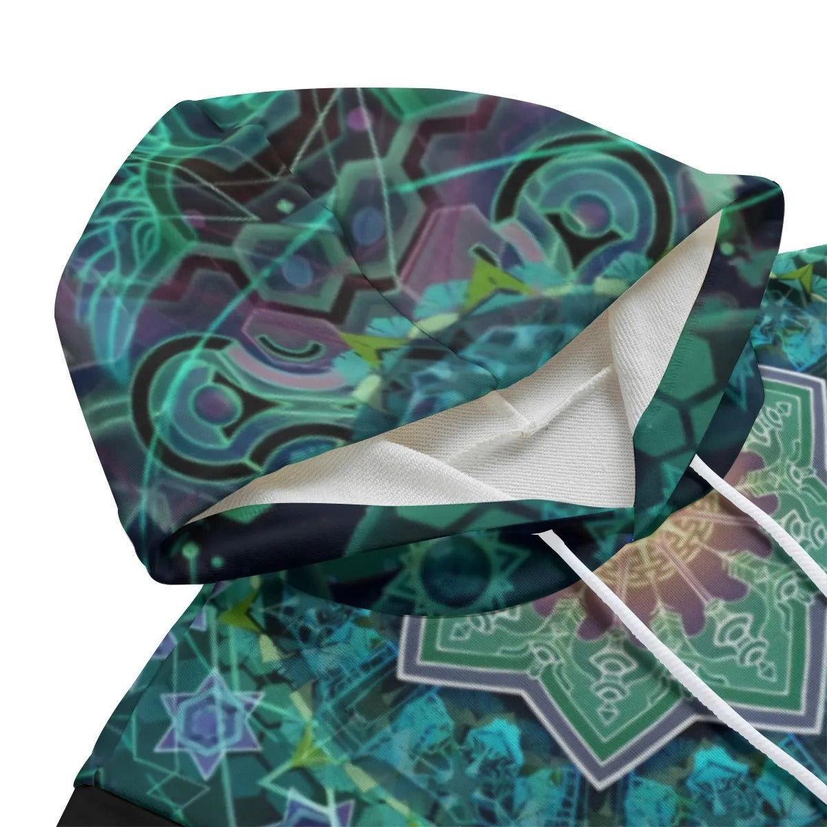 Yantric Geometry Sleeveless Pullover Hoodie – Sacred Geometry Mandala Design, Spiritual Festival Clothing, Psychedelic Wear, Festival Streetwear