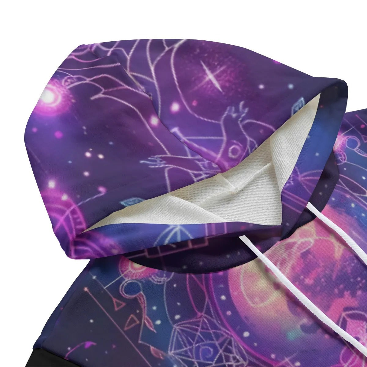 Cosmic Mysticism Sleeveless Pullover Hoodie – Psychedelic Galaxy Mandala Design, Spiritual Festival Clothing, Boho Wear