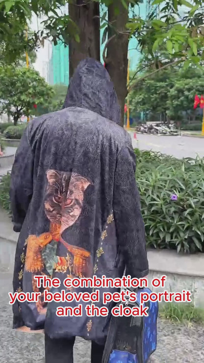 Vilking With Cat Portrait Cloak, Custom Cloak, Pet's Portrait Royal Cloak