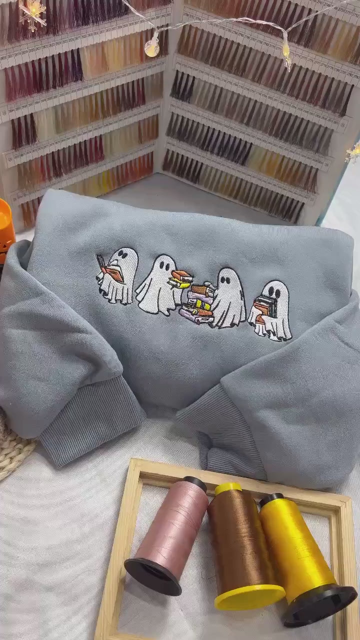 Embroidered Ghost Sweatshirt, Halloween Embroidered Sweatshirt, Cute Ghost Shirt, Halloween Sweatshirt, Cute Halloween, Halloween Gift EBAC18