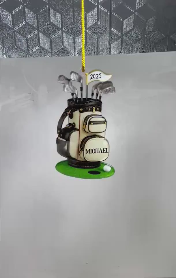 Personalized Golf Bag Ornament 2025, Custom Name Golf Christmas Decoration, Golfer Gift Keepsake