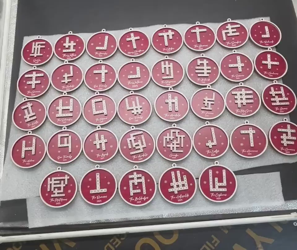 Personalized Family Crossword Puzzle Art Ornament, Custom Christmas Ornaments 2024, Family Wooden Ornament, Family Keepsake Christmas Gifts