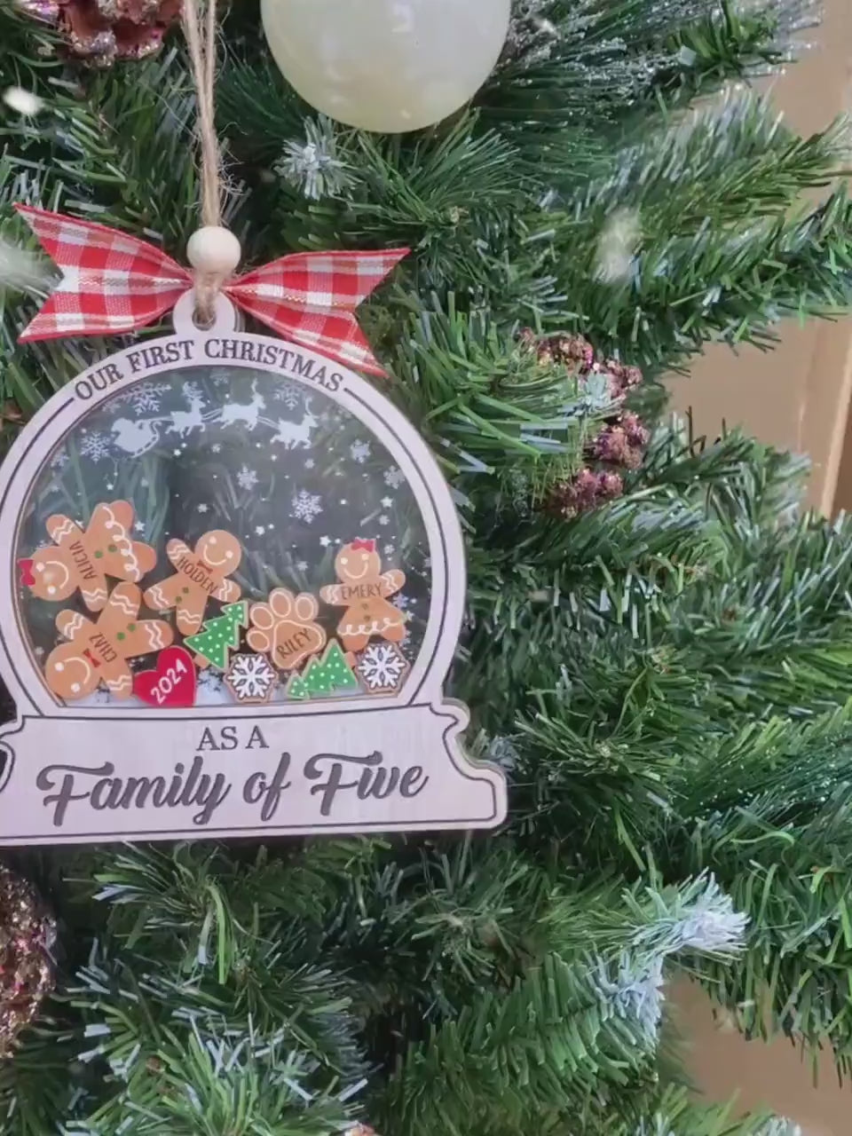 Personalized Stocking Family Ornament 2025, Custom Stocking Family Christmas Shaker Ornament, Family and Pet Ornament, Family Keepsake Gift