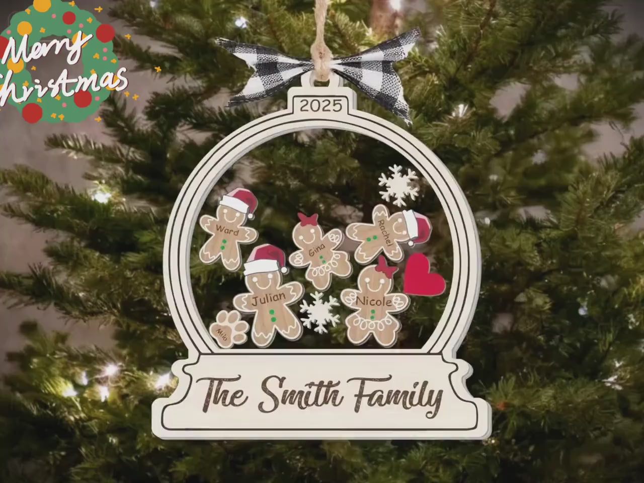 Personalized Gingerbread Family Christmas Ornament, Custom Family Ornament 2025, 4D Shake Ornament, Gingerbread Family Gift, Xmas Decor