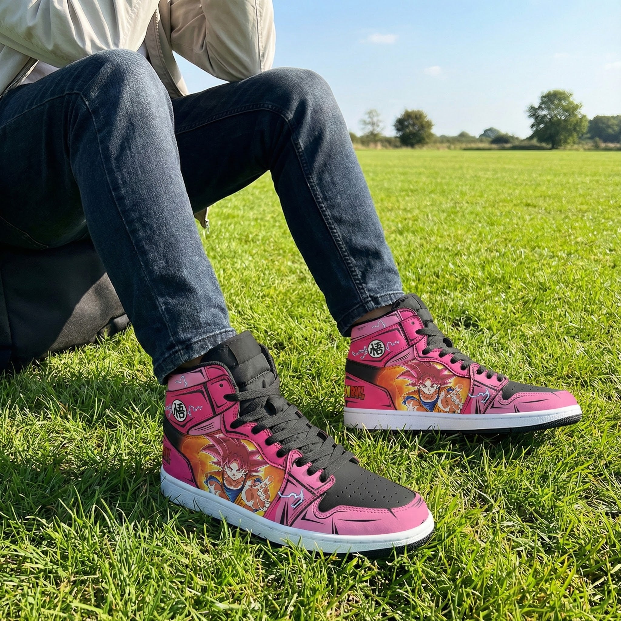Dragon Ball Sneakers, Goku Anime High-Top Shoes, Pink Limited Edition, Hand-painted Anime Shoes, Dragon Ball Z Fan Gift