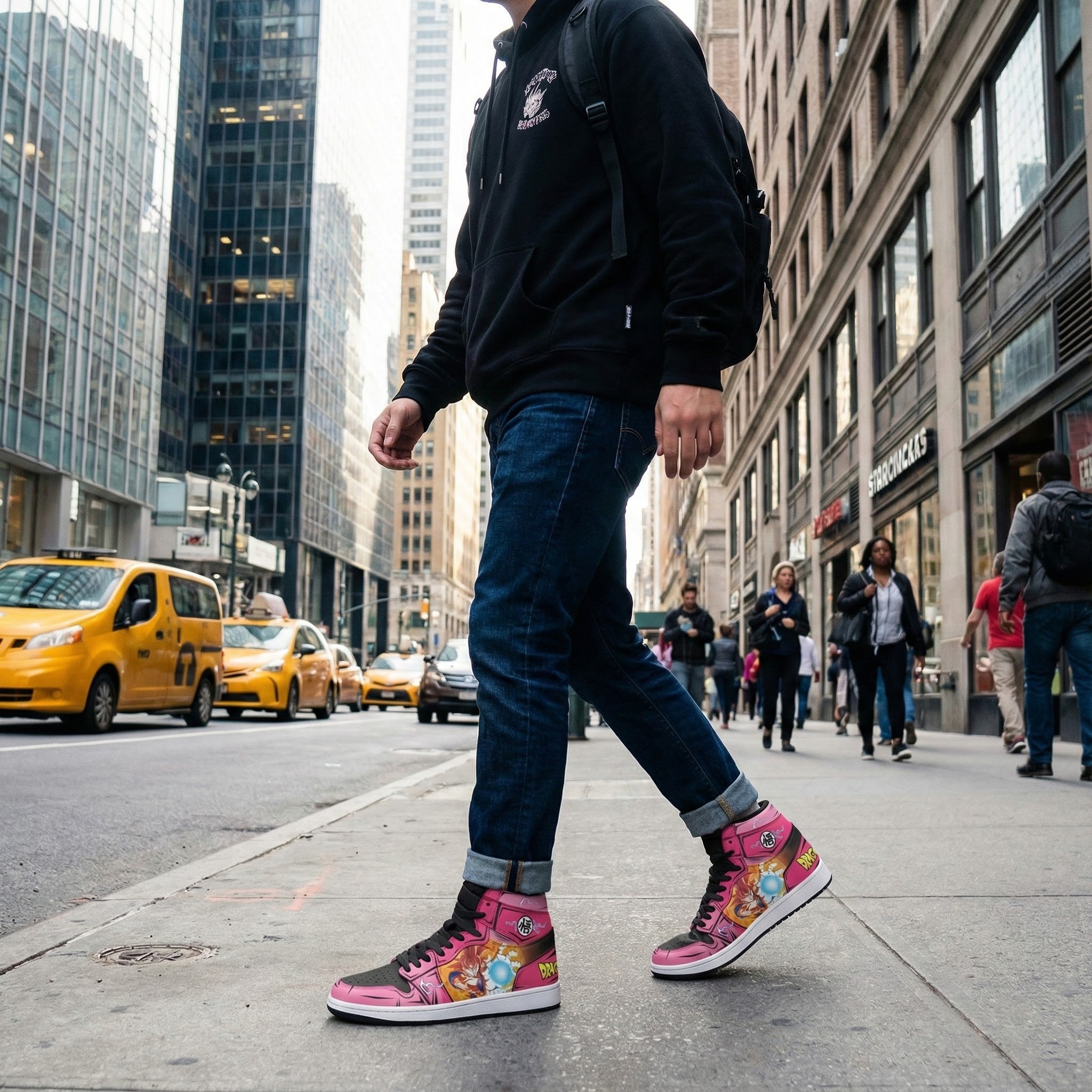Dragon Ball Sneakers, Goku Anime High-Top Shoes, Pink Limited Edition, Hand-painted Anime Shoes, Dragon Ball Z Fan Gift