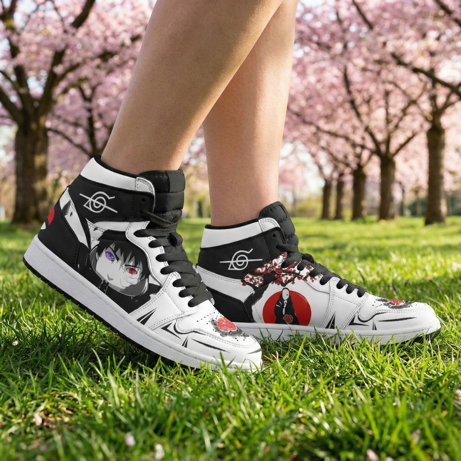 Custom Naruto Sharingan High Top Sneakers, Anime Shoes, Itachi Uchiha Design, Footwear for Fans, Naruto Fashion