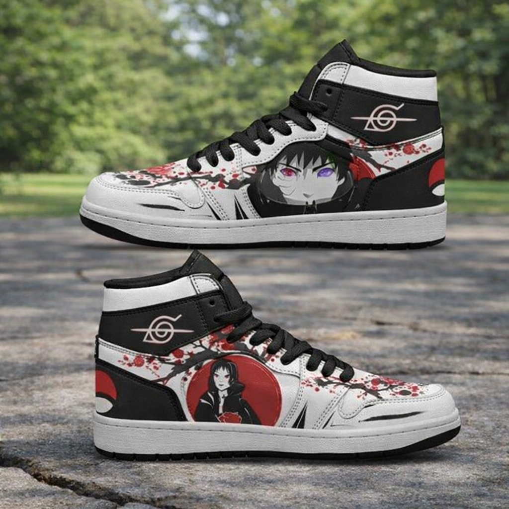 Custom Naruto Sharingan High Top Sneakers, Anime Shoes, Itachi Uchiha Design, Footwear for Fans, Naruto Fashion