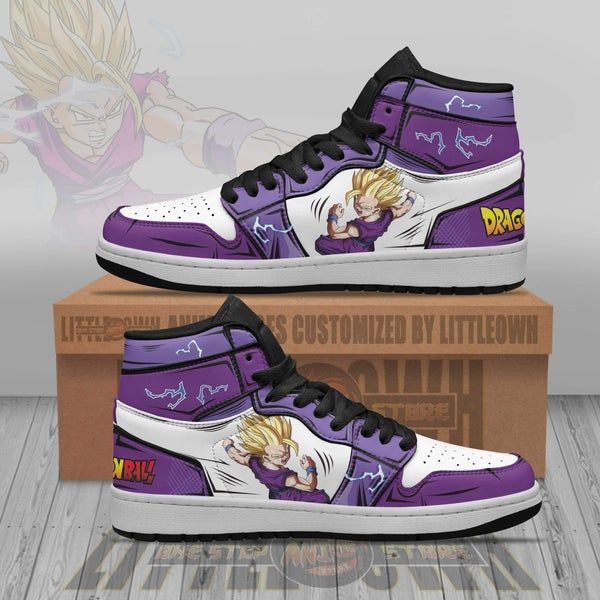 Dragon Ball Z Goku High-Top Sneakers, Anime Art Shoes, Purple & White, Gift