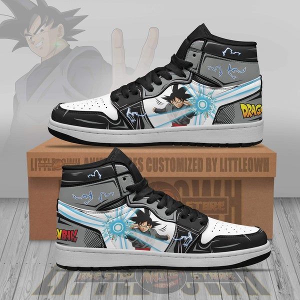 Dragon Ball Z Goku Black High-Top Sneakers, Custom Anime Art Shoes, Black & White, Unisex Streetwear, Personalized Fan Gift, Limited Edition