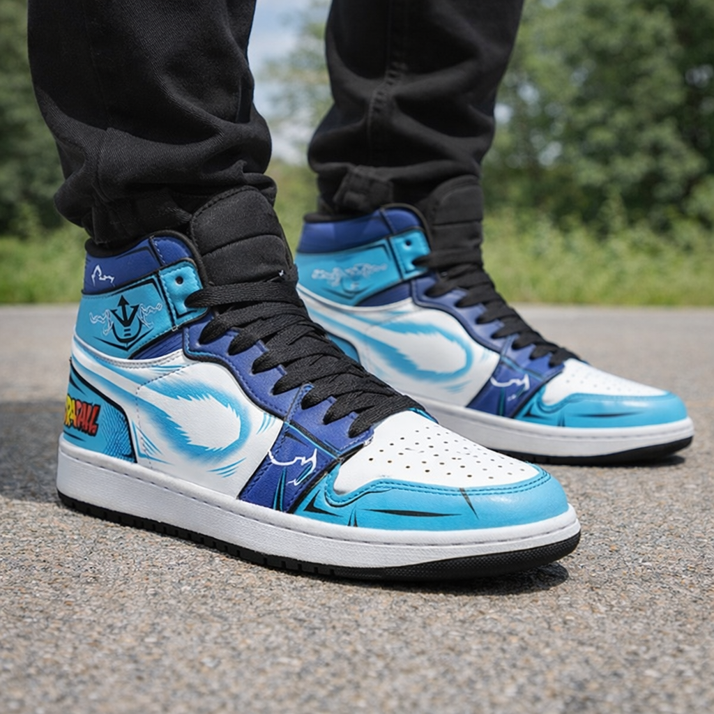 Dragon Ball Z Vegeta Blue High-Top Sneakers, Custom Anime Art Shoes,Streetwear, Gift for Fans