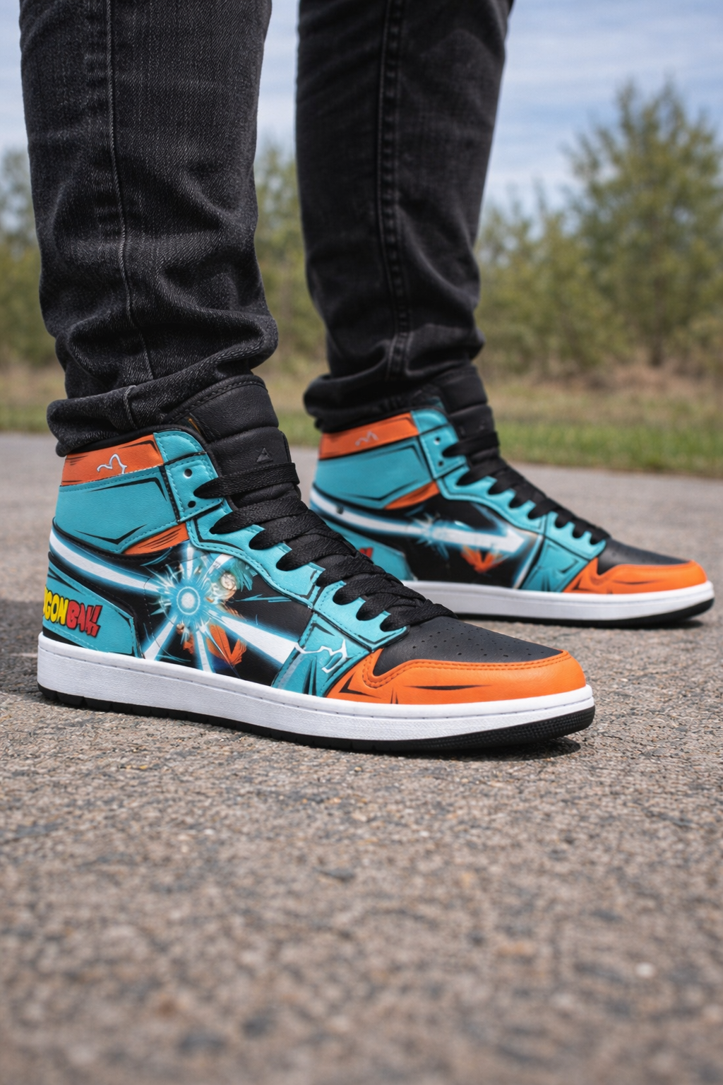 Dragon Ball Z Goku Blue High-Top Sneakers, Custom Anime Art Shoes, Orange & Blue, Gift for Fans, Limited Edition