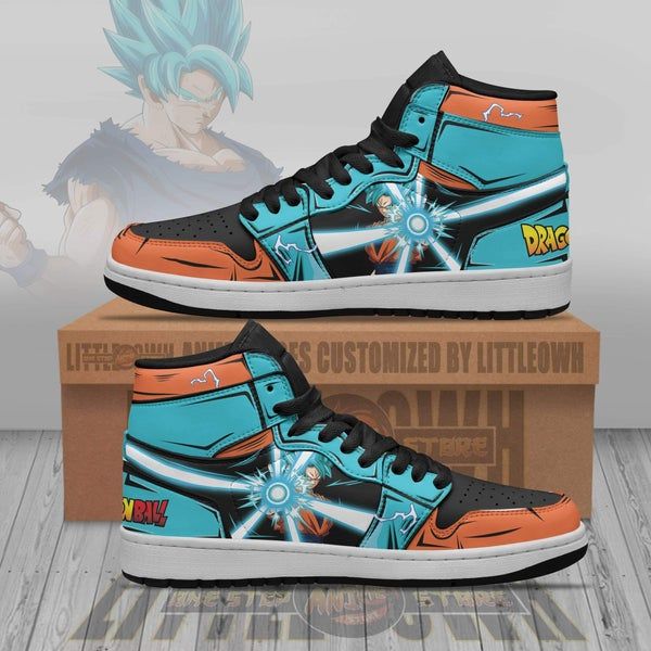Dragon Ball Z Goku Blue High-Top Sneakers, Custom Anime Art Shoes, Orange & Blue, Gift for Fans, Limited Edition