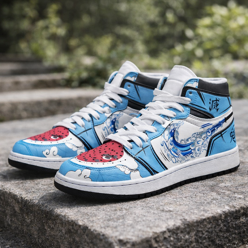 Anime High-Top Sneakers, Naruto Water Style Shoes, Streetwear, Personalized Fan Gift
