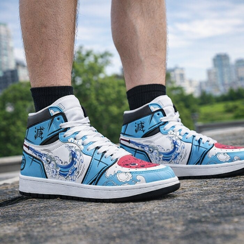 Anime High-Top Sneakers, Naruto Water Style Shoes, Streetwear, Personalized Fan Gift