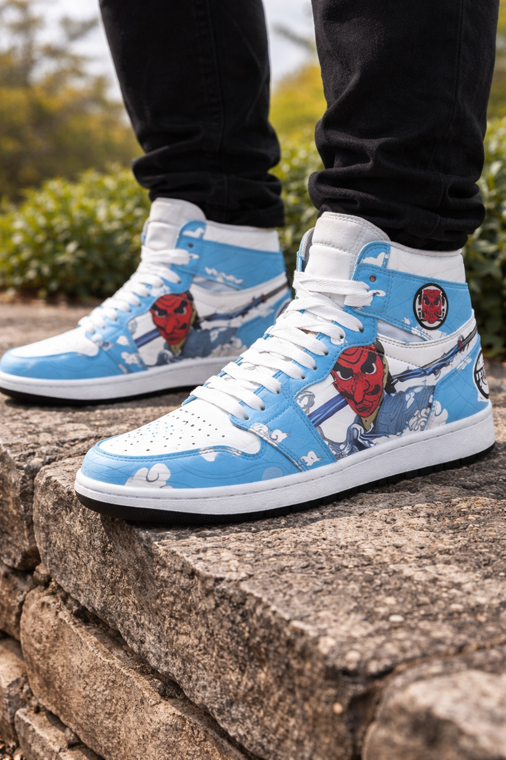 Anime High-Top Sneakers, Naruto Akatsuki Shoes, Blue & White, Streetwear, Personalized Fan Gift
