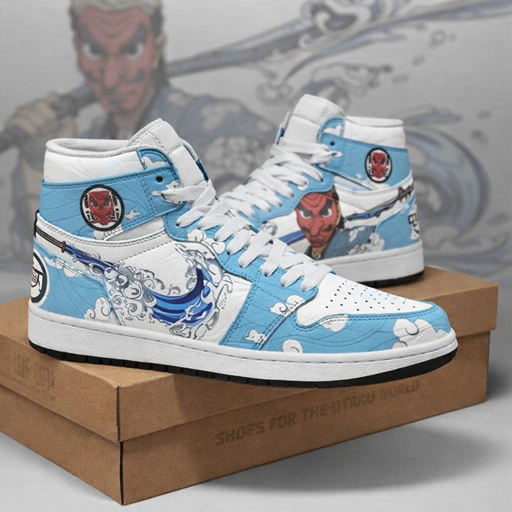 Anime High-Top Sneakers, Naruto Akatsuki Shoes, Blue & White, Streetwear, Personalized Fan Gift