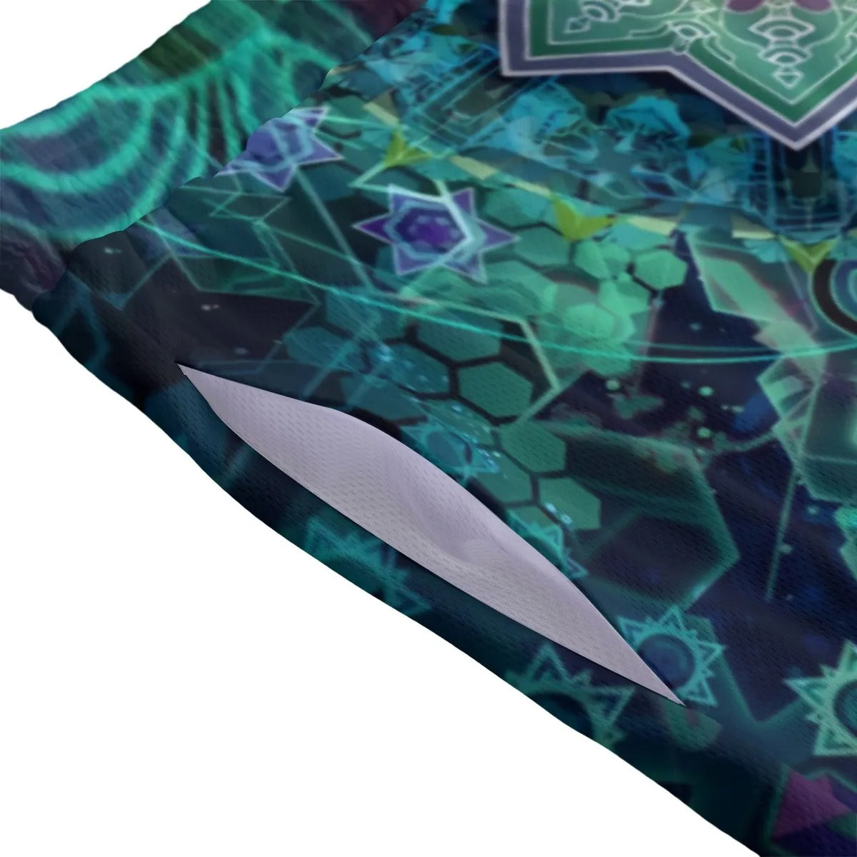 Yantric Geometry Shorts, Sacred Mandala Pattern Festival Shorts for Men, Psychedelic Spiritual Streetwear, Boho Summer Style