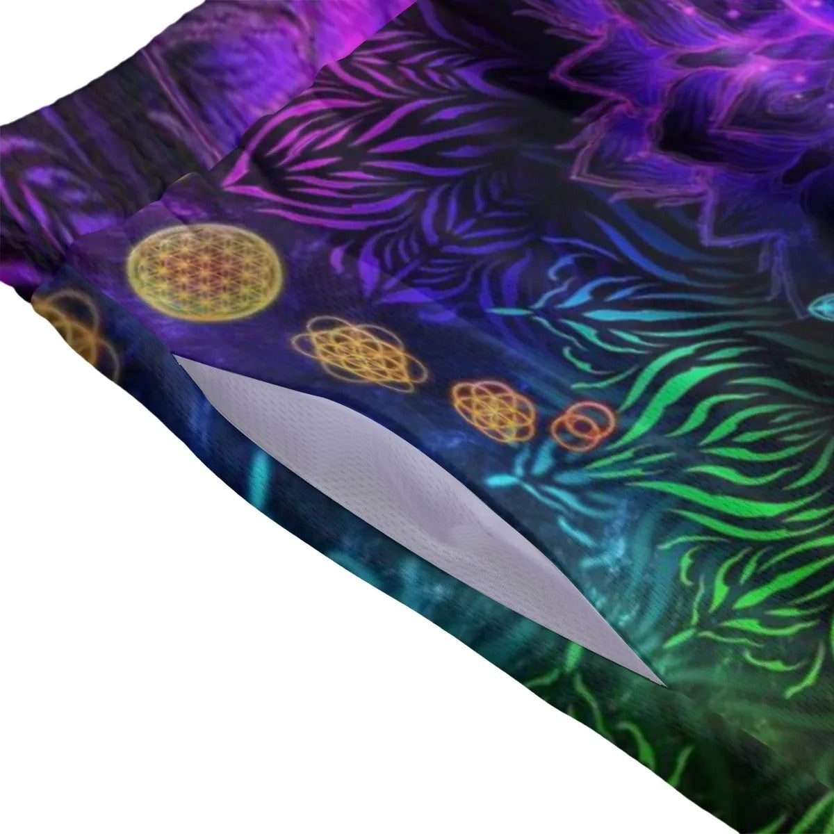 Sacred Chakras Mesh Shorts for Men, Breathable Festival Shorts with 7 Chakra Mandala Print, Spiritual Beachwear, Boho Style