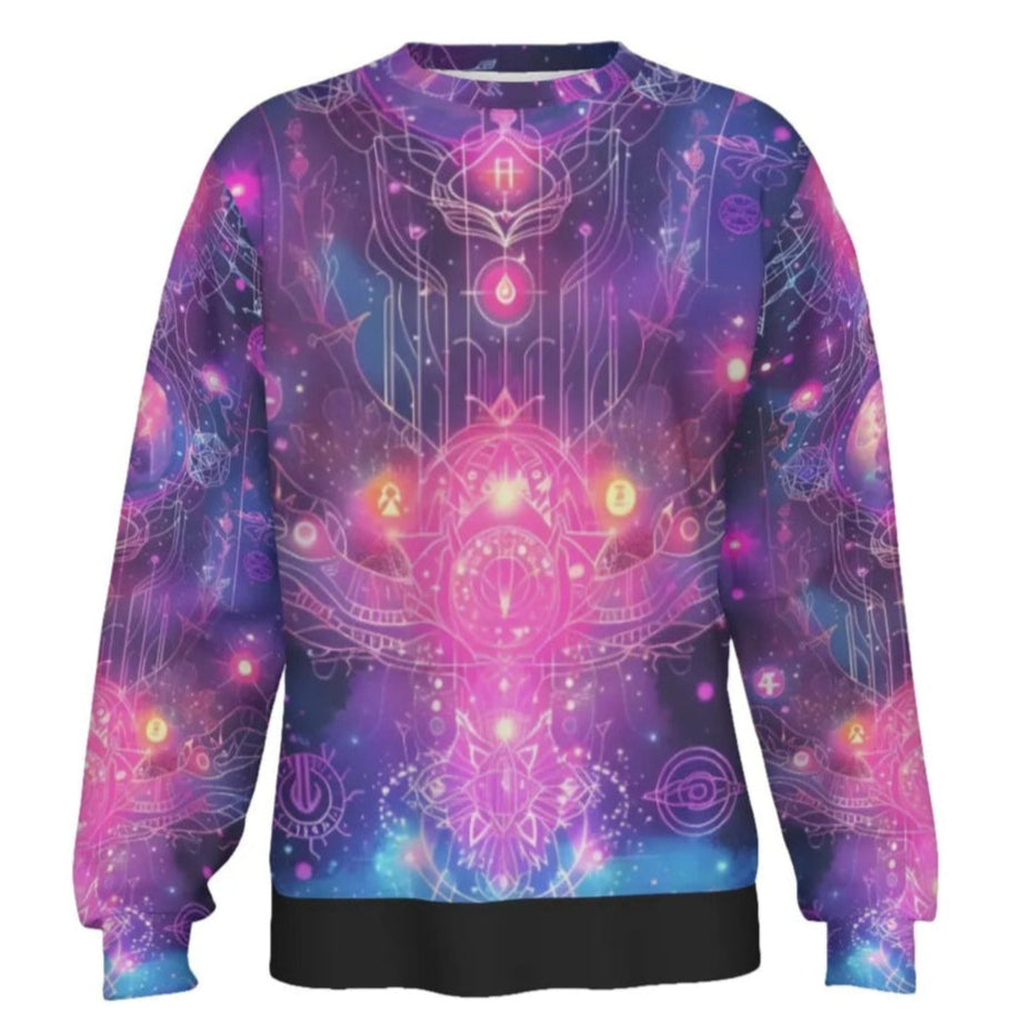 Cosmic Mysticism Sweater, Celestial Portal Energy Sweater, Astral Light Symbol Sweater, Vibrant Metaphysical Galaxy Sweater, Spiritual Geometry Sweater