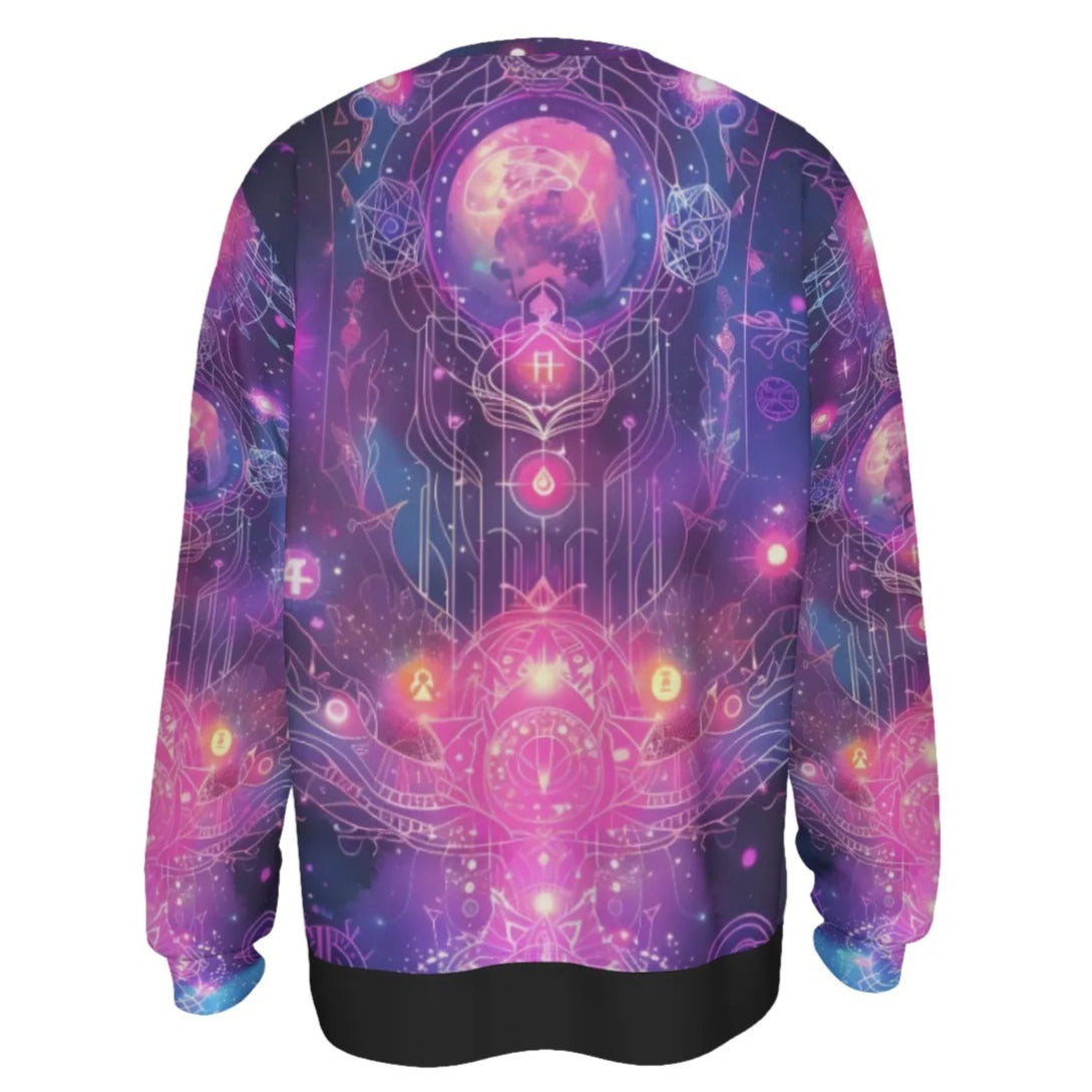 Cosmic Mysticism Sweater, Celestial Portal Energy Sweater, Astral Light Symbol Sweater, Vibrant Metaphysical Galaxy Sweater, Spiritual Geometry Sweater