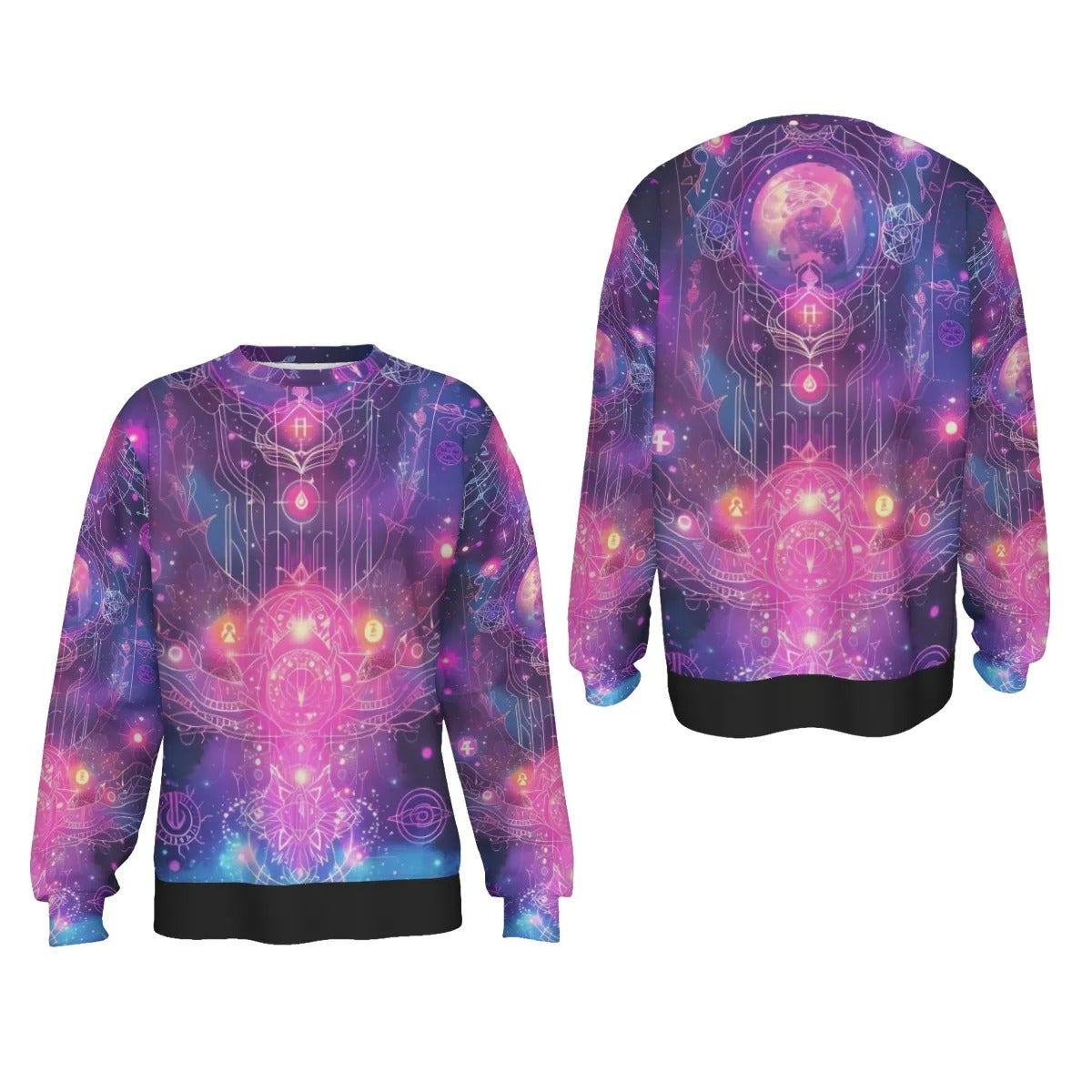 Cosmic Mysticism Sweater, Celestial Portal Energy Sweater, Astral Light Symbol Sweater, Vibrant Metaphysical Galaxy Sweater, Spiritual Geometry Sweater