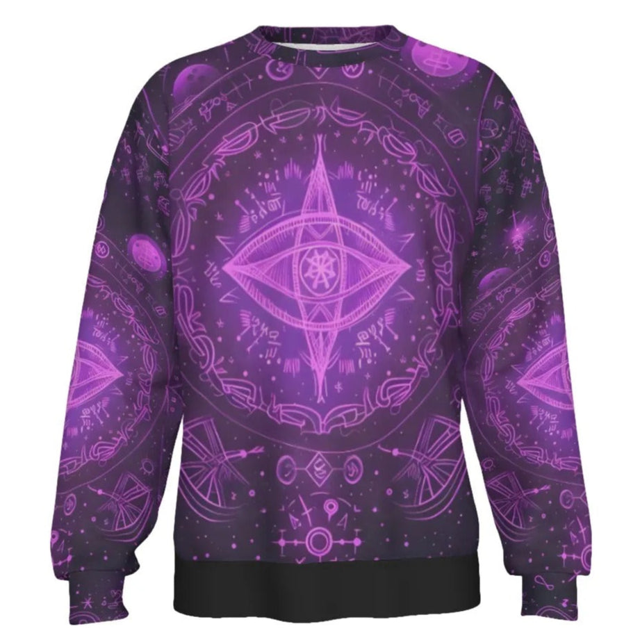 Mystical Fantasy Sweatshirt for Men, Purple Cosmic Eye Design, Spiritual Magic Clothing, Psychedelic Witchy Fashion, Boho Mysticism