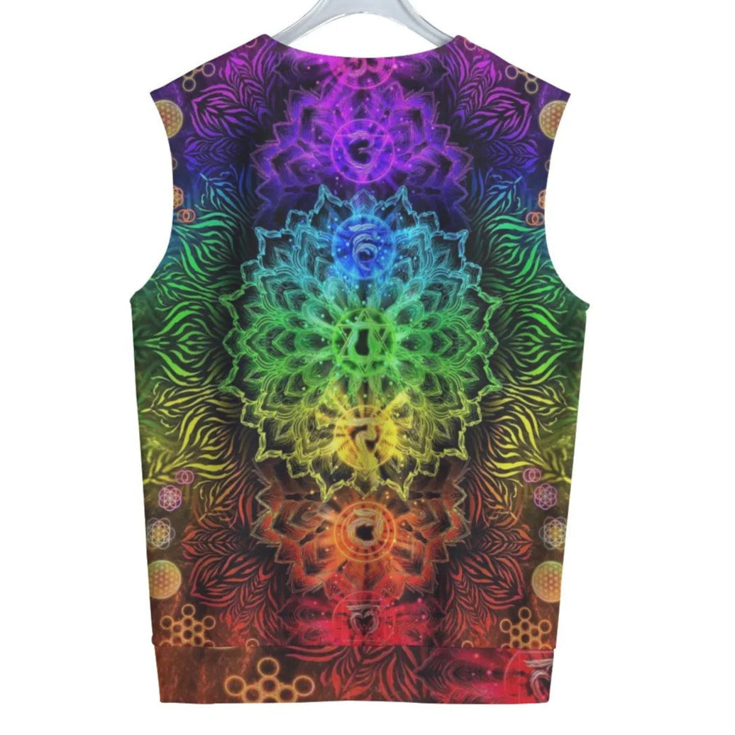 Sacred Chakra Mandala Men's Tank Top, Vibrant Rainbow Energy Healing Men's Tank Top, Spiritual Energy Symbol, Colorful Sacred Geometry Men's Tank Top, Mandala Men's Tank Top