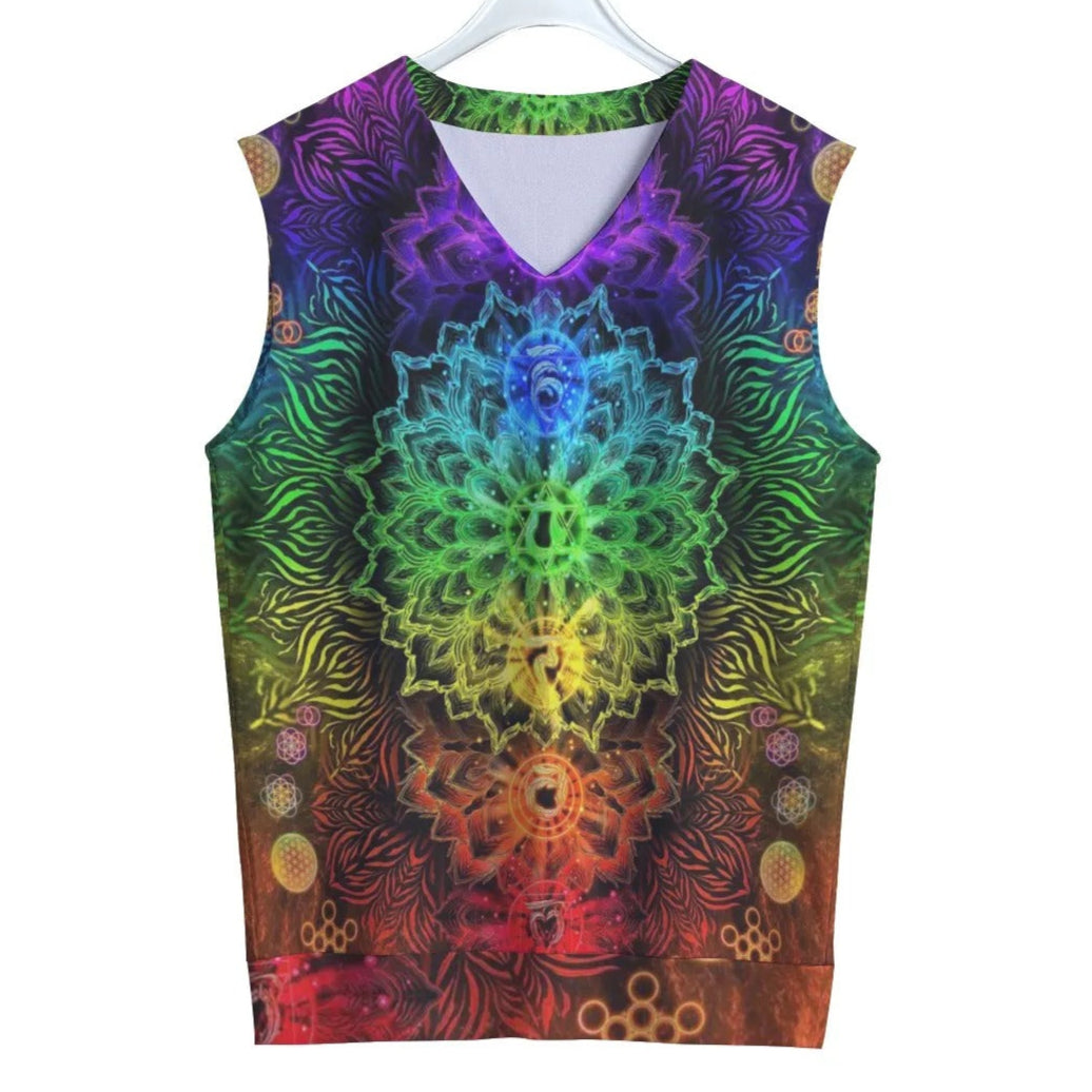 Sacred Chakra Mandala Men's Tank Top, Vibrant Rainbow Energy Healing Men's Tank Top, Spiritual Energy Symbol, Colorful Sacred Geometry Men's Tank Top, Mandala Men's Tank Top