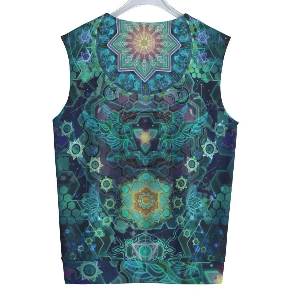 Yantric Geometry Sleeveless Tank Top for Men, Sacred Geometry Pattern, Spiritual Festival Shirt, Psychedelic Yoga Boho Clothing