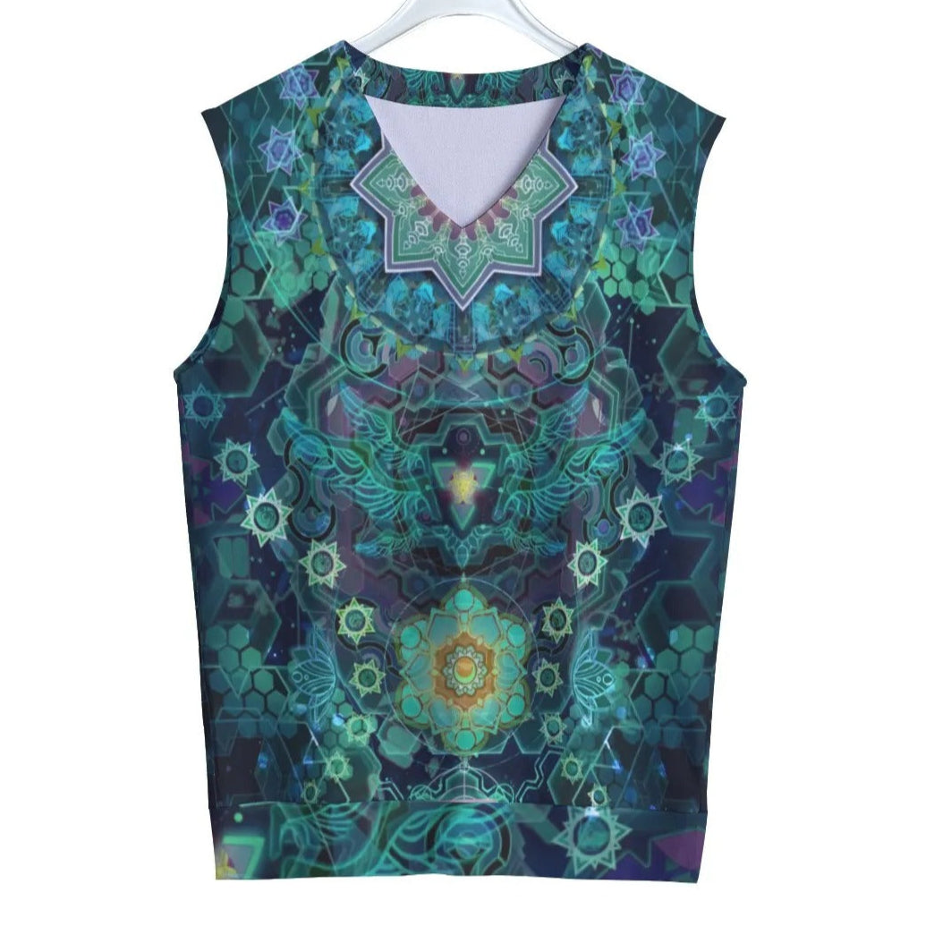 Yantric Geometry Sleeveless Tank Top for Men, Sacred Geometry Pattern, Spiritual Festival Shirt, Psychedelic Yoga Boho Clothing