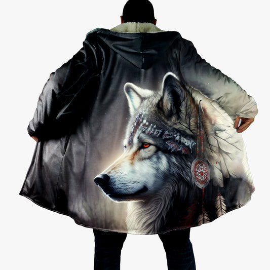 Native America Wolf Hooded Cloak, Native America Cloak