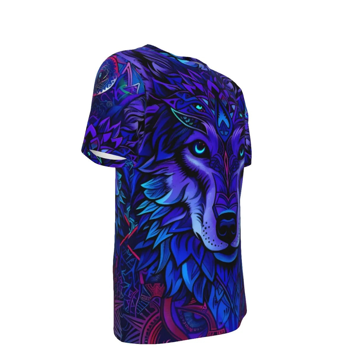 Wolf Mandala T-Shirt – Tribal Spirit Animal Graphic Tee for Men & Women, Purple Boho Festival Shirt, Psychedelic Wolf Print Top