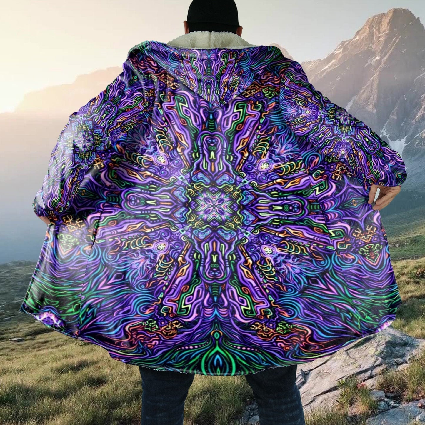 Psychedelic Trippy Mandala 3D Over Printed Cloak