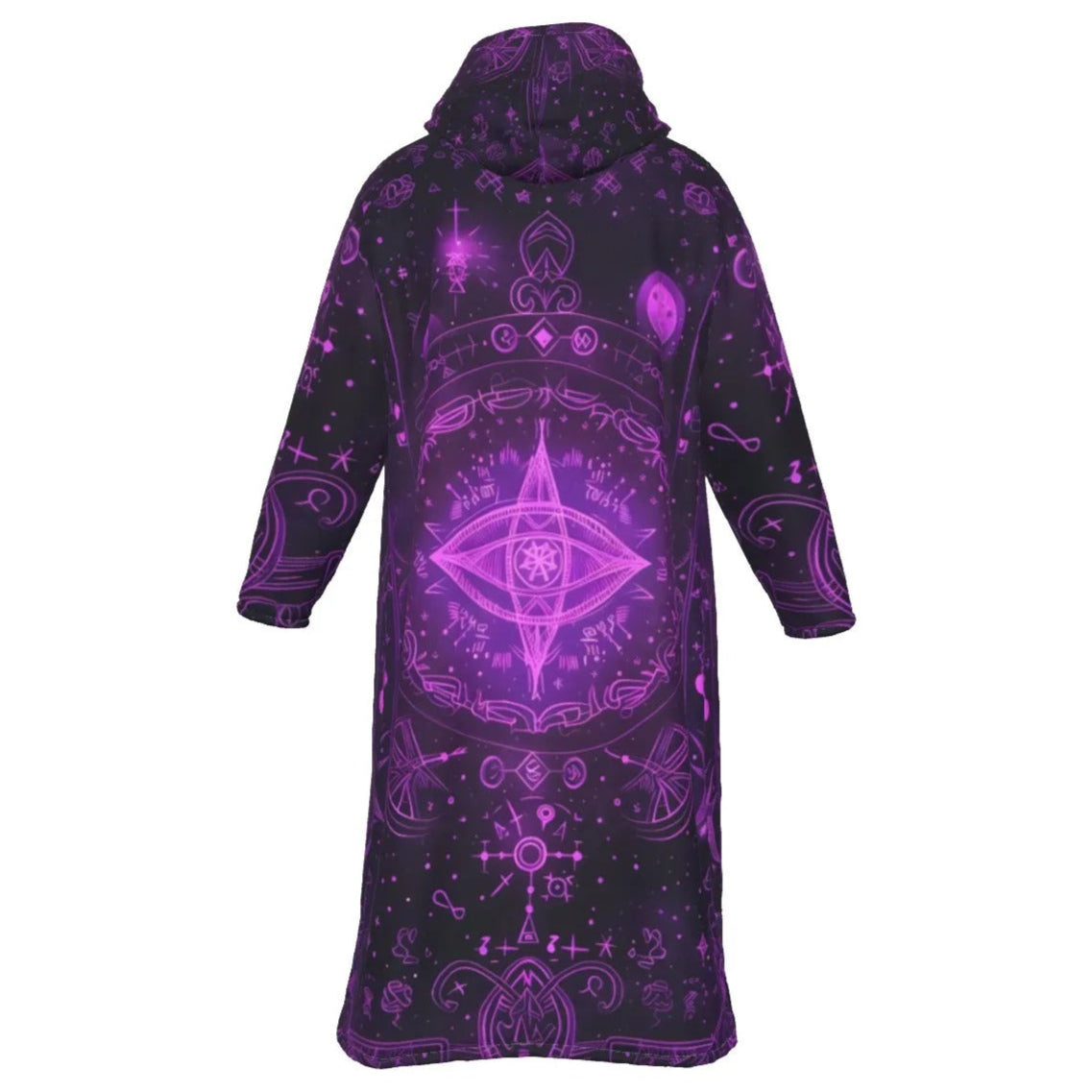 Mystical Fantasy Zip-Up Cloak, Arcane Magic Symbol Zip-Up Cloak, Witchcore Celestial Light Zip-Up Cloak, Vibrant Occult Energy Zip-Up Cloak, Esoteric Purple Spell Zip-Up Cloak